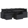 vidaXL 7-tlg. Garten-Sofagarnitur mit Kissen Schwarz Poly Rattan