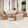 vidaXL 14-tlg. Garten-Sofagarnitur mit Kissen Beige Poly Rattan