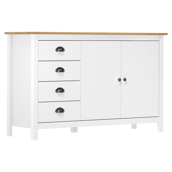 vidaXL Sideboard Hill Weiß 130x40x80 cm Massivholz Kiefer