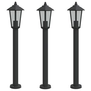 vidaXL Wegeleuchten 3 Stk. Schwarz 80 cm Edelstahl