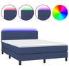 vidaXL Boxspringbett mit Matratze & LED Blau 140x200 cm Stoff