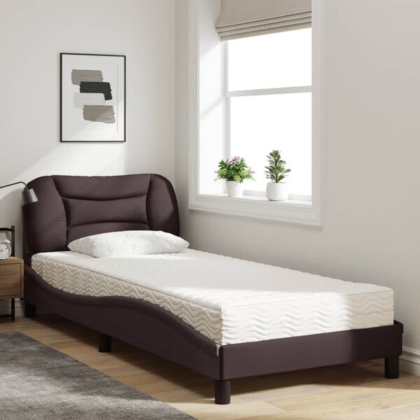 vidaXL Bett mit Matratze "Hvar" Dunkelbraun 80x200 cm Stoff
