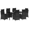 vidaXL Garten Essgruppe mit Kissen 7 pcs Schwarz Poly-Rattan
