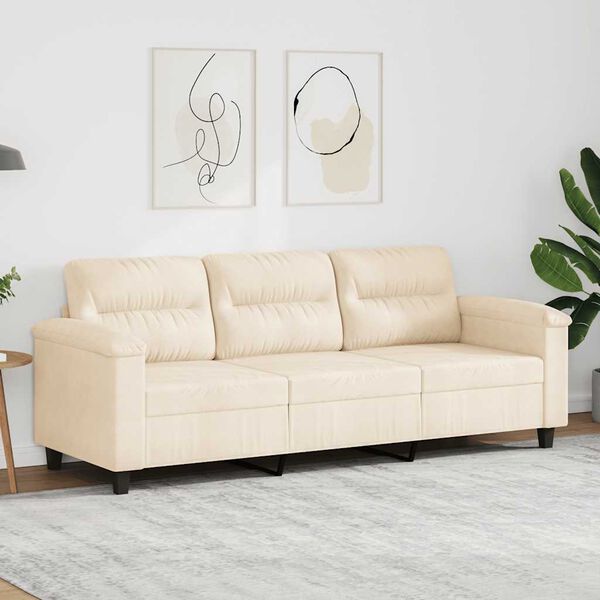 vidaXL 3-Sitzer-Sofa Beige 180 cm Mikrofasergewebe