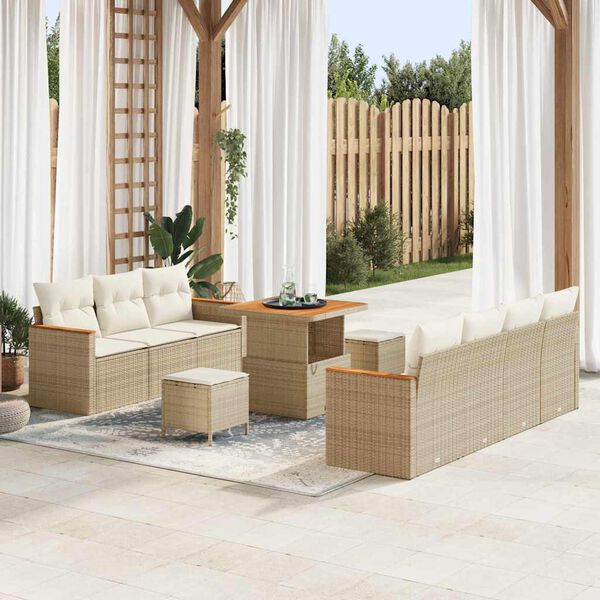 vidaXL Gartensofa-set 10 pcs Beige Poly-Rattan