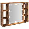vidaXL Spiegelschrank mit LED-Leuchten Altholz-Optik 76x15x55 cm