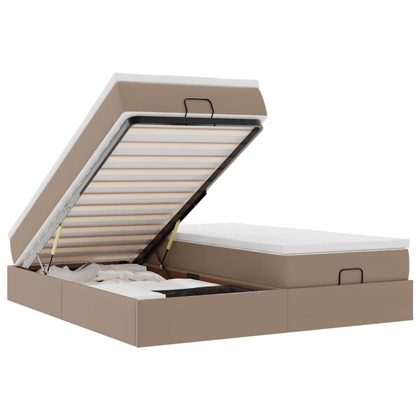 vidaXL Ottoman-Bett mit Matratzen Cappuccino 200x200cm Kunstleder