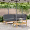 vidaXL Sofa Set mit Kissen Uni 3 pcs Anthrazit Massivholz Akazie