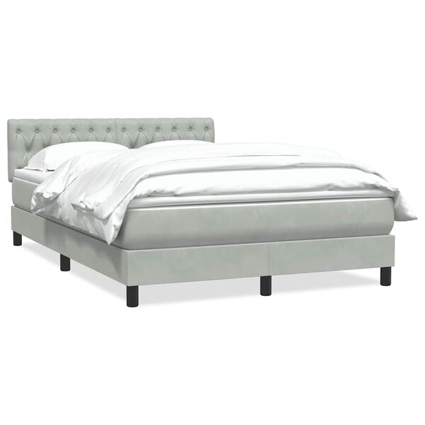 vidaXL Boxspringbett mit Matratze Hellgrau 140x220 cm Samt