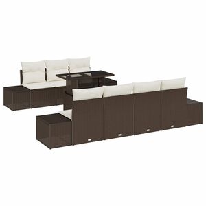 vidaXL Sofa Set 8 stk. Braun und Creme Poly-Rattan