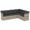 vidaXL 6-tlg. Garten-Sofagarnitur mit Kissen Hellgrau Poly Rattan