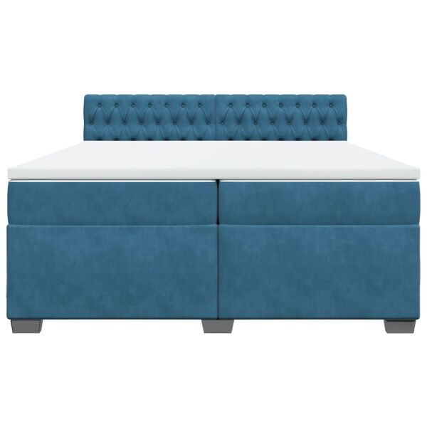 vidaXL Boxspringbett mit Matratze Blau 200x200 cm Samt