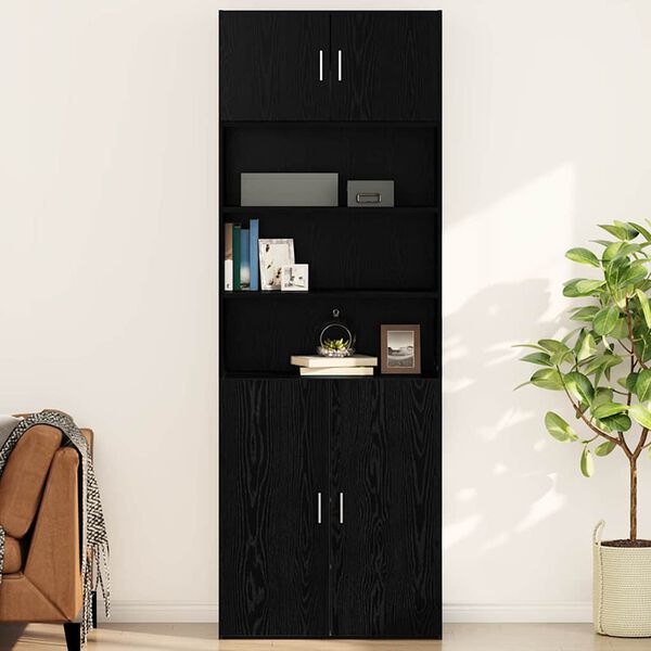vidaXL Wandschrank Wandmontiert Schwarz Eichen-Optik 80 x 42,5 x 40 cm
