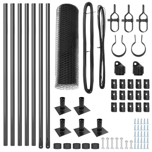 vidaXL Zaunpfosten Grau 10 x 0,5 m (13 mm Netz) Stahl und PVC