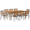 vidaXL Garten Essgruppe 9 pcs Schwarz Massivholz Akazie