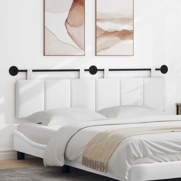 vidaXL H&auml;ngevorderseite Wandmontiert Wei&szlig; 190 x 55 x 5 cm Stoff