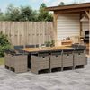 vidaXL 13-tlg. Garten-Essgruppe mit Kissen Grau Poly Rattan