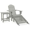 vidaXL Adirondack-Gartenstuhl mit Fu&szlig;st&uuml;tze & Tisch Tannenholz Grau