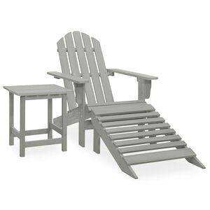 vidaXL Adirondack-Gartenstuhl mit Fu&szlig;st&uuml;tze & Tisch Tannenholz Grau
