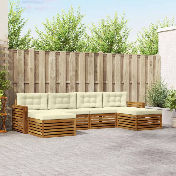 vidaXL Sofagarnituren 6 pcs Natur und Creme Massivholz Akazie