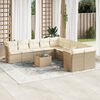 vidaXL 11-tlg. Garten-Sofagarnitur mit Kissen Beige Poly Rattan