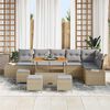 vidaXL Gartensofa-set mit Kissen mit Speicher 10 pcs Beige Poly Rattan