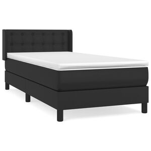 vidaXL Boxspringbett mit Matratze Schwarz 90x200 cm Kunstleder