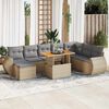 vidaXL 9-tlg. Garten-Sofagarnitur mit Kissen Beige Poly Rattan