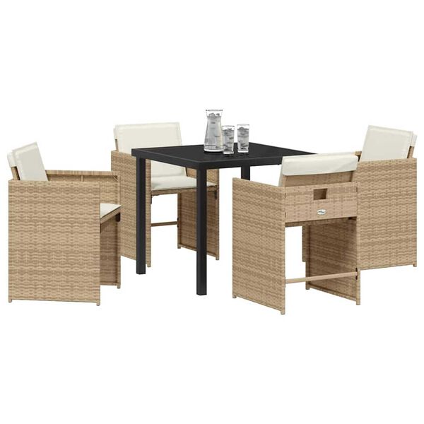 vidaXL Garten Essgruppe 5 pcs Beige Poly-Rattan