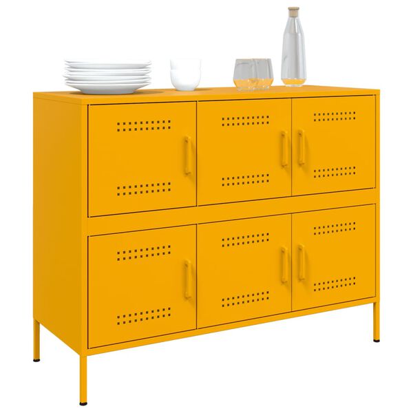 vidaXL Sideboard Senfgelb 100,5x39x79 cm Stahl