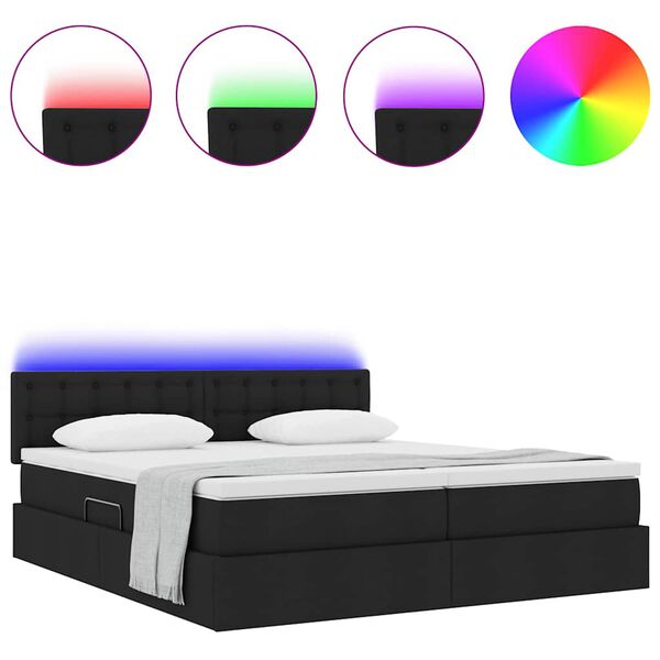 vidaXL Bett mit LED-Lichtleisten Schwarz 180 x 200 cm Stoff