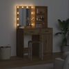 vidaXL Schminktischset mit LED 2 pcs Artisan-Eiche Holzwerkstoff