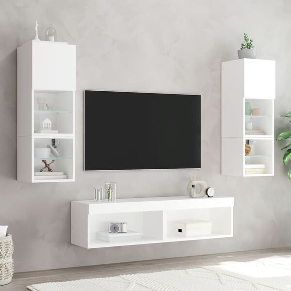 vidaXL TV-Schrank mit LED-Leuchten Wei&szlig; 60x30x30 cm