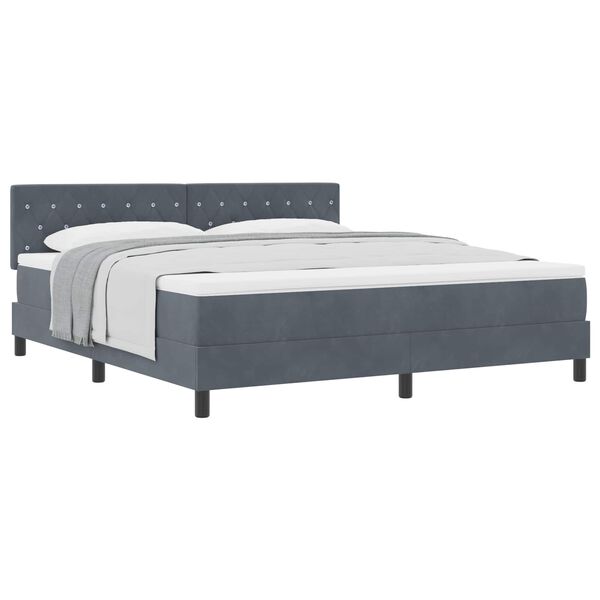vidaXL Boxspringbett mit Matratze Dunkelgrau 180 x 200 cm Samt