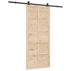 vidaXL Schiebet&uuml;r 100 x 208 cm Massives Kiefernholz Natur