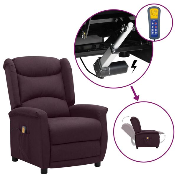 vidaXL Massagesessel mit Aufstehhilfe Lila Stoff