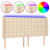 vidaXL LED Kopfteil Creme 203x16x118/128 cm Stoff