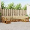 vidaXL Ecksofa Set mit Kissen 10 pcs Natur und Beige Massivholz Akazie