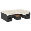 vidaXL 10-tlg. Garten-Sofagarnitur mit Kissen Schwarz Poly Rattan