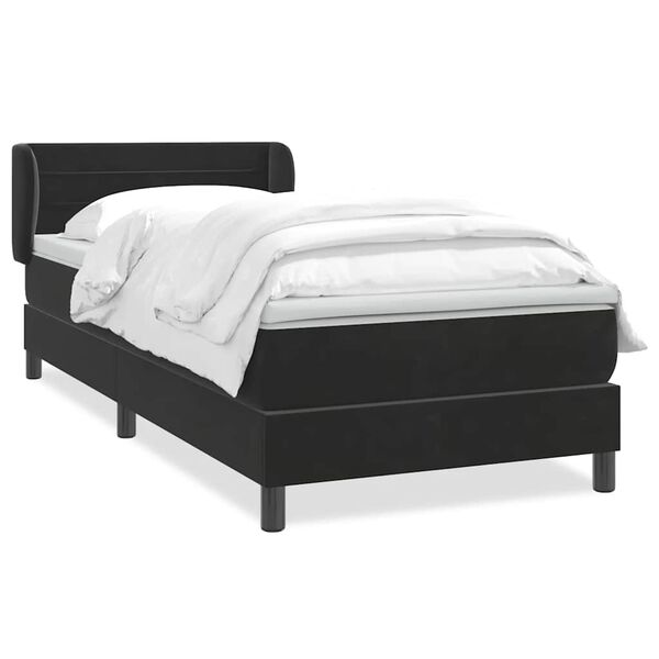 vidaXL Boxspringbett mit Matratze Schwarz 80x210 cm Samt