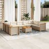 vidaXL 10-tlg. Garten-Sofagarnitur mit Kissen Beige Poly Rattan