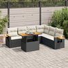 vidaXL 7-tlg. Garten-Sofagarnitur mit Kissen Schwarz Poly Rattan