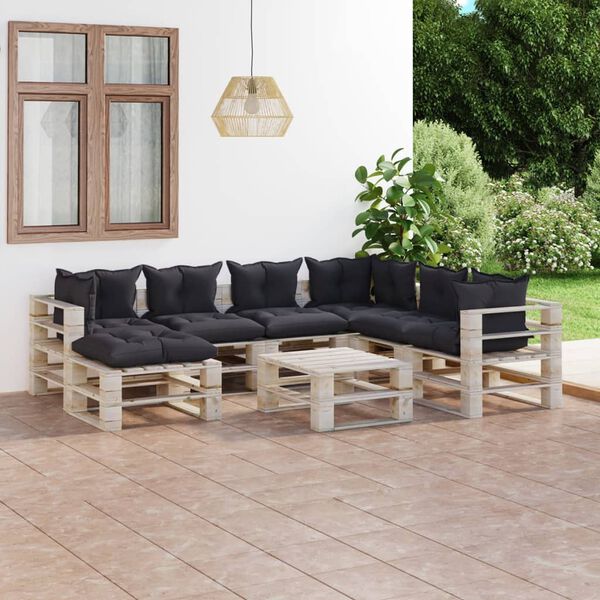 vidaXL 8-tlg. Garten-Lounge-Set aus Paletten mit Kissen Kiefernholz