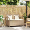 vidaXL Gartenbank mit Stauraum und Kissen Beige Poly Rattan