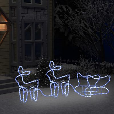 vidaXL Weihnachtsdekoration Rentiere und Schlitten Outdoor 576 LEDs