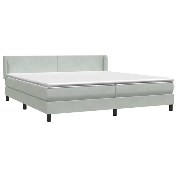 vidaXL Boxspringbett mit Matratze Hellgrau 180x210 cm Samt