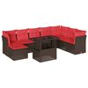 vidaXL 9-teiliges Gartensofa-Set mit Kissen, braun, Polyrattan