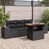 vidaXL 5-tlg. Garten-Sofagarnitur mit Kissen Schwarz Poly Rattan