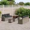 vidaXL Garten-Sofa-Set mit Kissen mit Speicher mit Kissen 9 pcs Grau