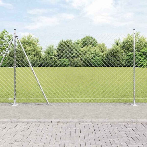 vidaXL Zaunpfosten Silber 10 x 1,6 m (60 x 60 mm Maschenweite) Stahl